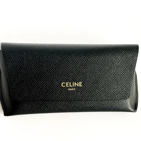 Celine Sunglasses Eyeglasses Medium Soft Black Leather Case W/Box - Picture 4 of 6